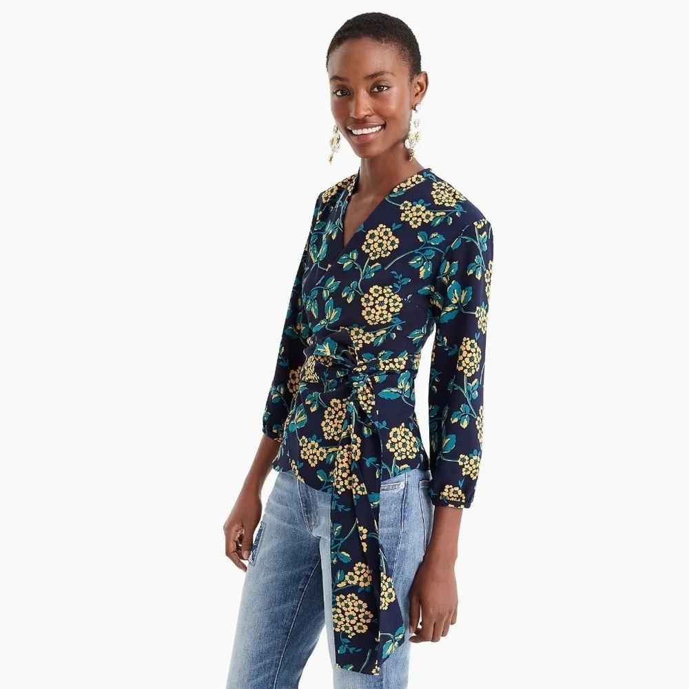 NWT J. Crew‎ Women's Drapey Floral Wrap Top